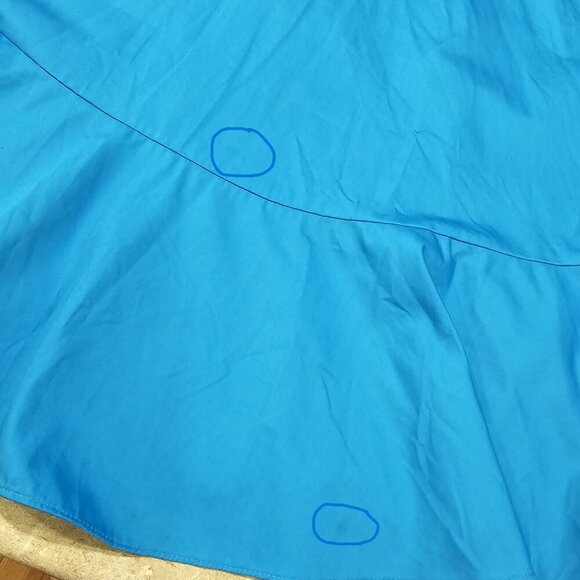 Women's Talbots Turquoise Embroidered Sateen Fit & Flare Tie Waist Dress Size 8P - Picture 8 of 8